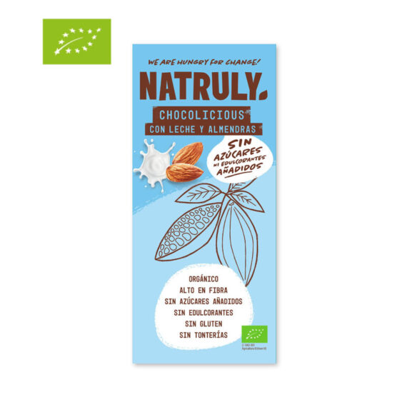 Tableta de Chocolate con Leche y Almendras BIO 85g Natruly