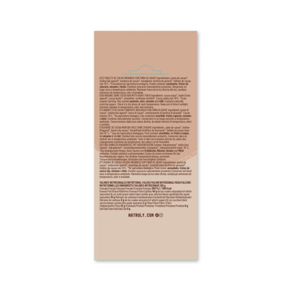 Tableta de Chocolate Negro 72% 85g Natruly