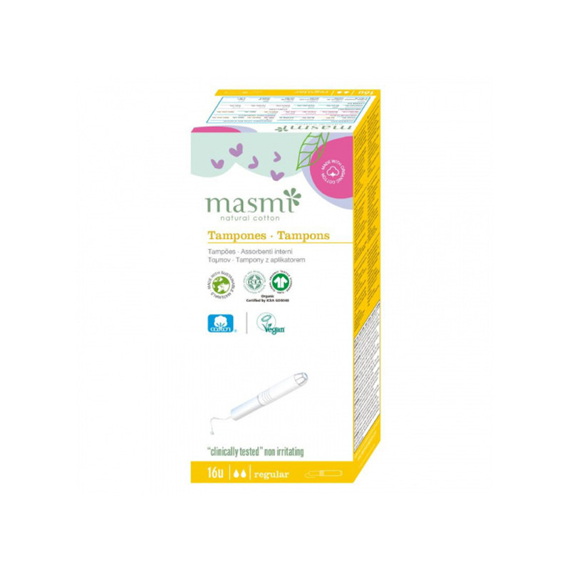Tampon de algodon regular con aplicador bio 16ud Masmi
