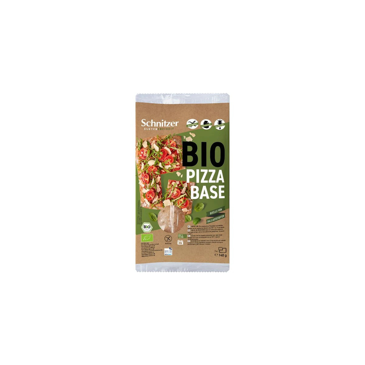 Base pizza sin gluten Bio 140g Schnitzer