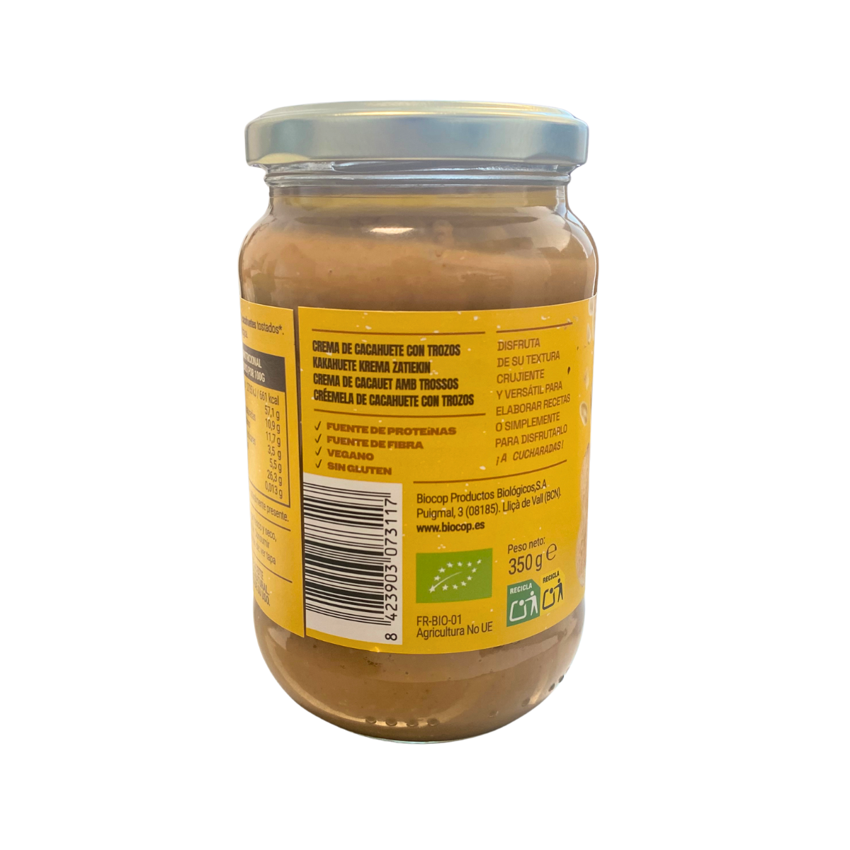 Crema de cacahuete crujiente Bio 350g Biocop
