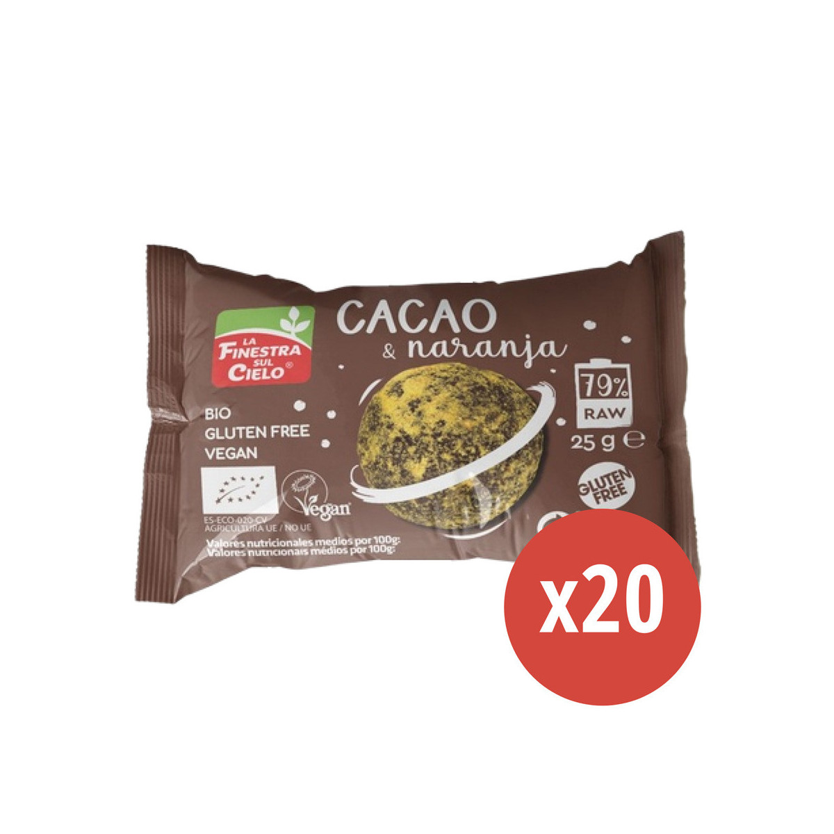 Energy ball cacao & naranja Bio 20x25g La Finestra sul Cielo