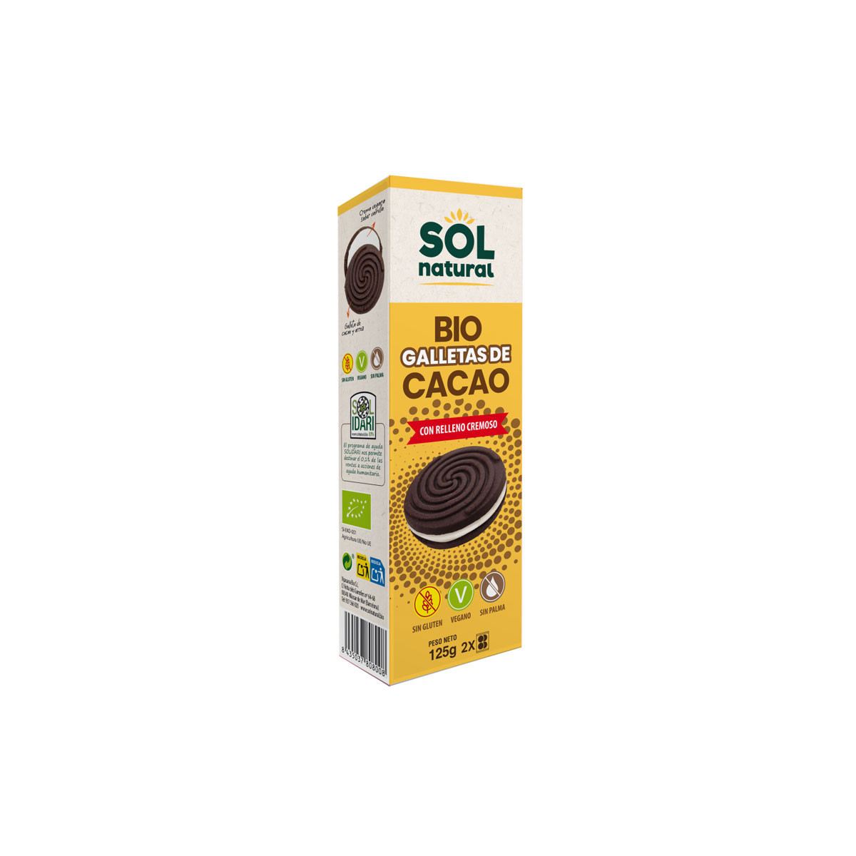 Galletas de cacaocon relleno cremoso Bio 125 g Sol Natural