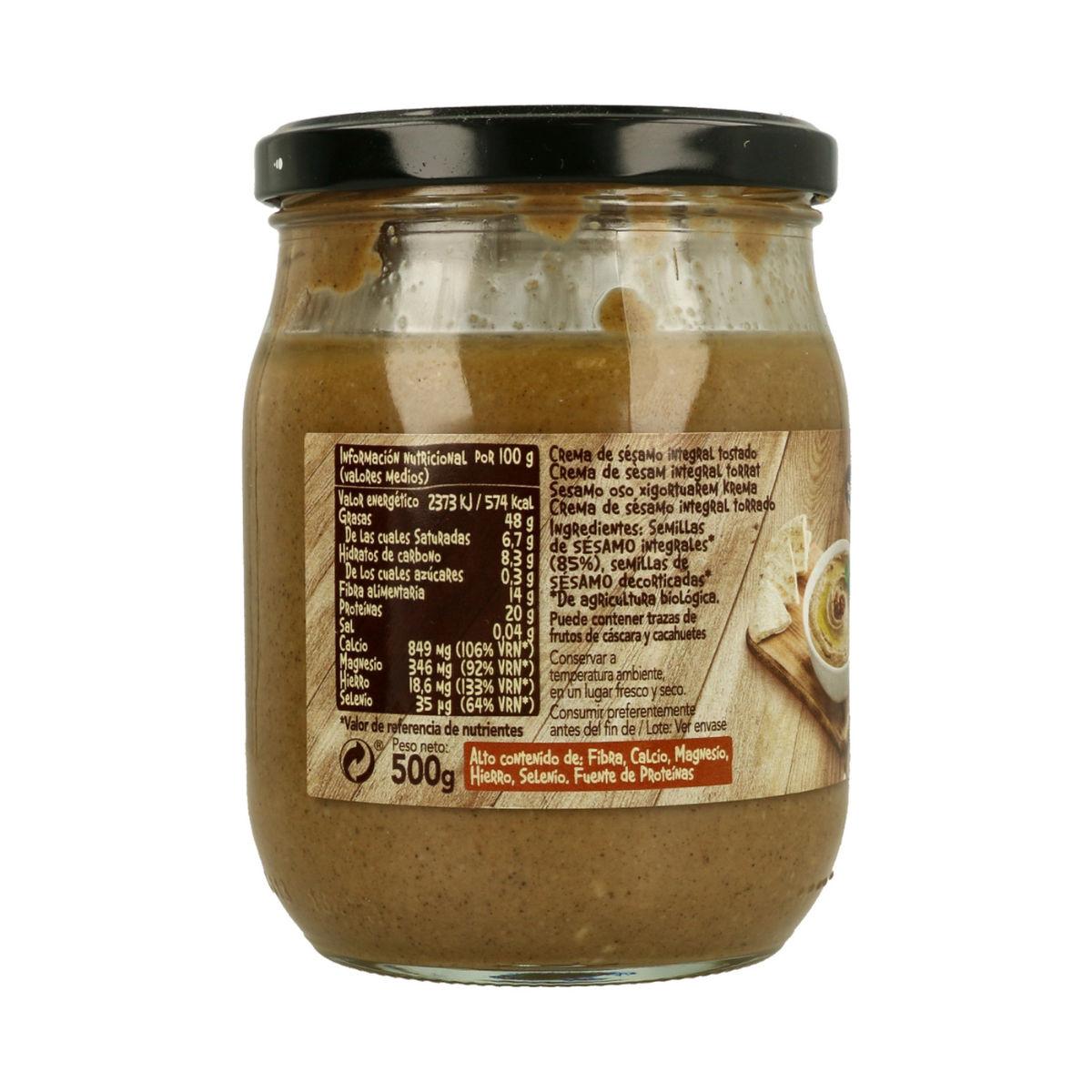 Tahin integral tostado sin sal Bio 500g Biocop